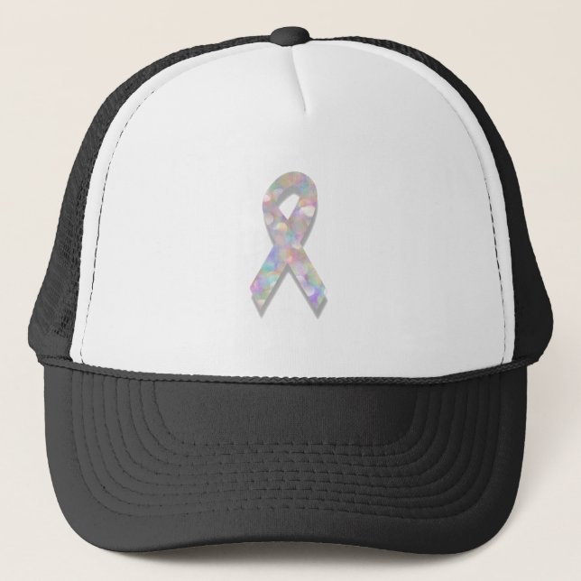 pearl lung cancer ribbon trucker hat (Front)