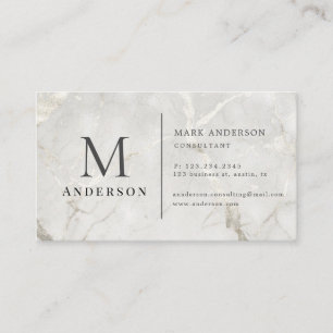 Pearl Marble Masculine Double Monogram Business Ca Business Card