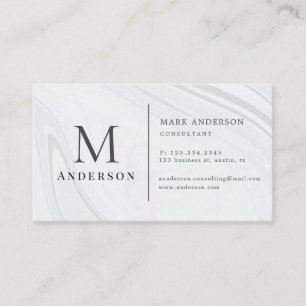 Pearl Marble Masculine Double Monogram Business Card