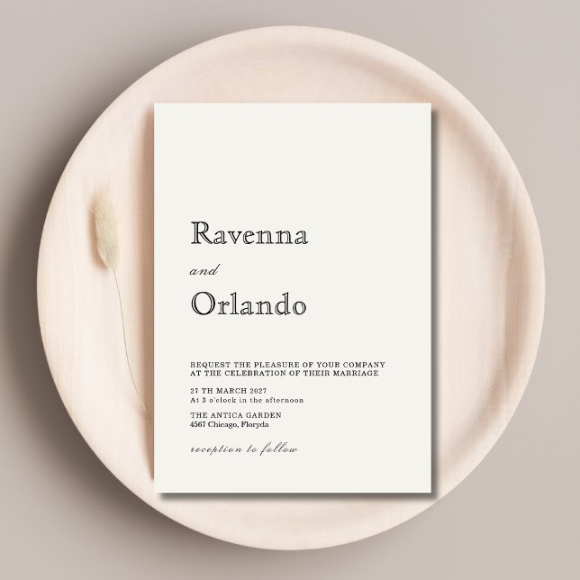 Pearl Minimalist Simple Modern Wedding Invitation (Creator Uploaded)