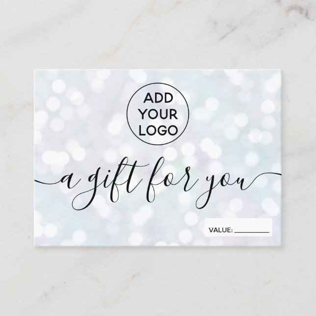 Pearl nacre glitter bokeh logo gift certificate (Front)