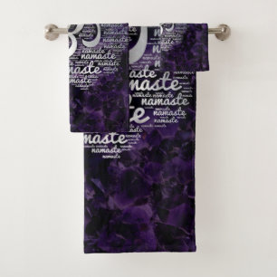 Pearl Namaste Word Art in Lotus with OM symbol Bath Towel Set