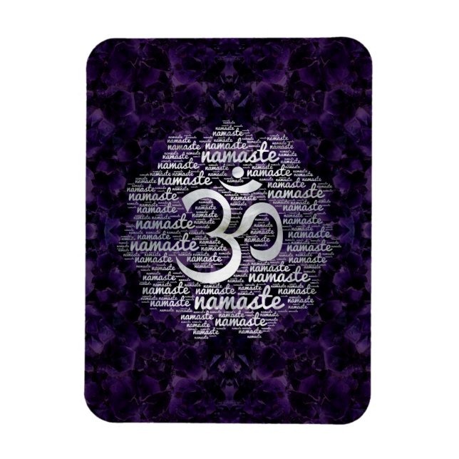 Pearl Namaste Word Art in Lotus with OM symbol Magnet (Vertical)