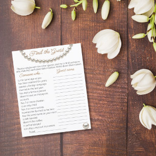 Pearl necklace Bridal Shower Find the Guest Game