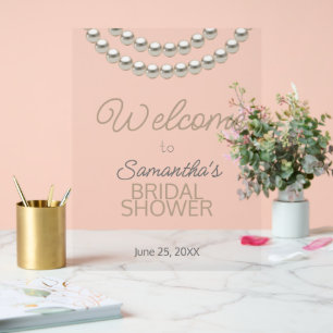 Pearl Necklace Bridal Shower Welcome Acrylic Sign