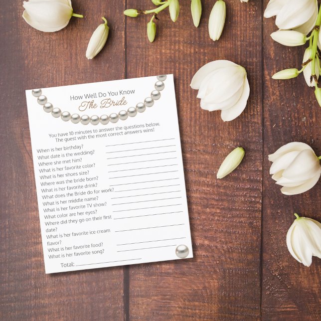 Pearl necklace How Well Do You Know the Bride game (Creator Uploaded)
