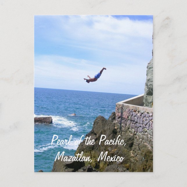 Pearl of the Pacific, Mazatlan Mexico Cliff Diver Postcard (Front)