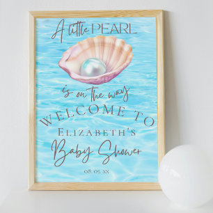Pearl On the Way Seashell Baby Shower Welcome  Poster