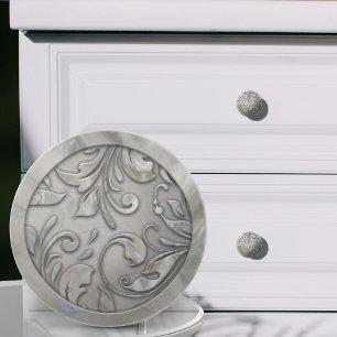 Pearl Ornamental Scrollwork Ceramic Knob