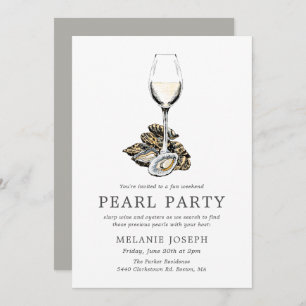 Pearl Party Celebration   Grey Stripes Invitation