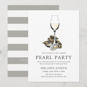 Pearl Party   Peach Stripes Invitation