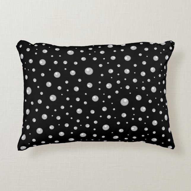 Pearl Pattern on Black Background Decorative Cushion (Front)