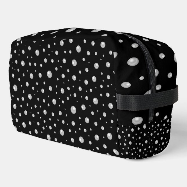 Pearl Pattern on Black Background Dopp Kit (Left Corner)