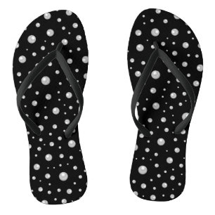 Pearl Pattern on Black Background Flip Flops
