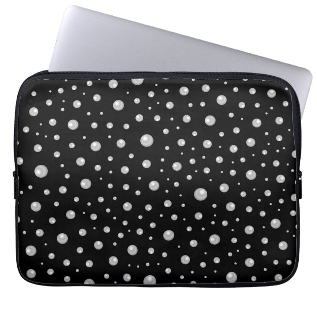 Pearl Pattern on Black Background Laptop Sleeve (Front)