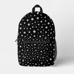 Pearl Pattern on Black Background Printed Backpack