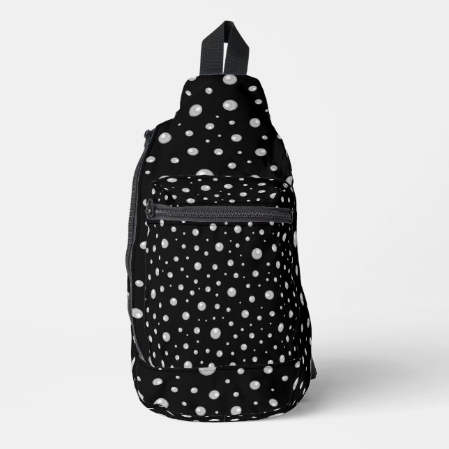 Pearl Pattern on Black Background Sling Bag (Front)