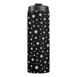 Pearl Pattern on Black Background Thermal Tumbler
