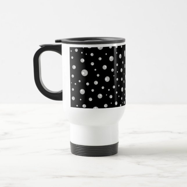 Pearl Pattern on Black Background Travel Mug (Left)