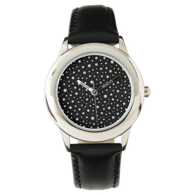 Pearl Pattern on Black Background Watch (Front)