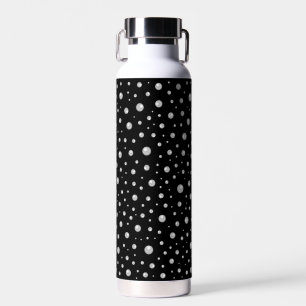 Pearl Pattern on Black Background Water Bottle
