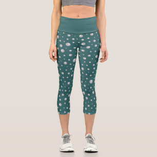 Pearl Pattern on Transformative Teal Background Capri Leggings