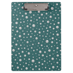 Pearl Pattern on Transformative Teal Background Clipboard