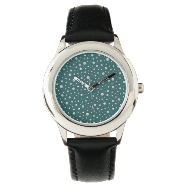 Pearl Pattern on Transformative Teal Background Watch (Front)