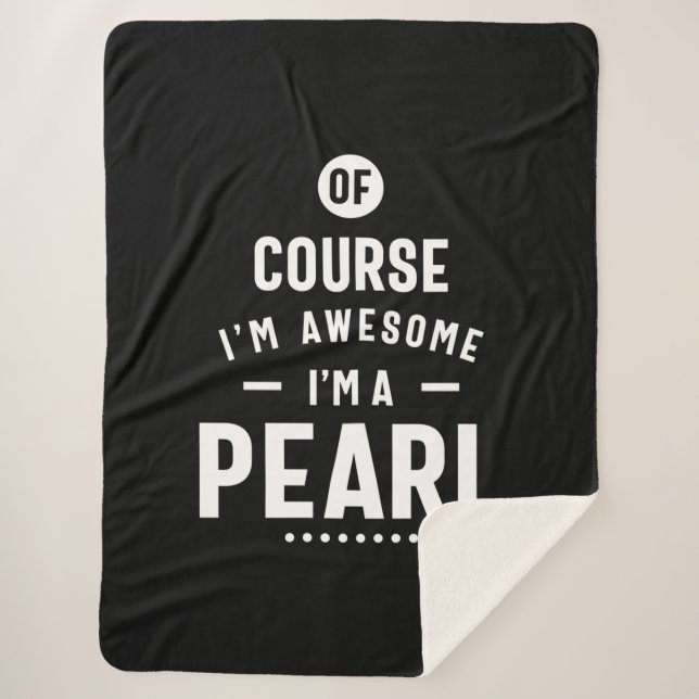 Pearl Personalised Name Birthday Sherpa Blanket (Front)