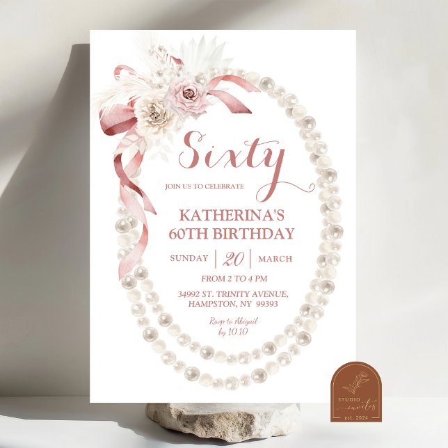 Pearl Pink Boho Birthday Party Invitation (Creator Uploaded)