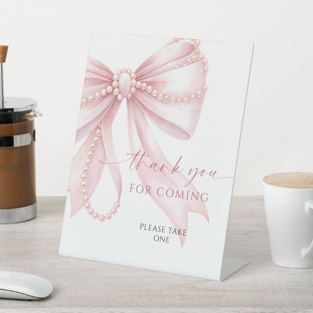 Pearl Pink Bow Thanks For Coming Sign (In SItu)