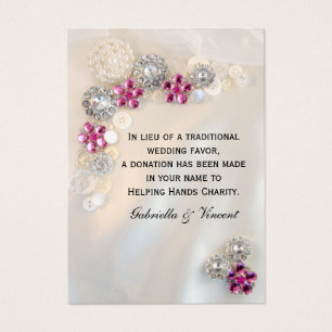 Pearl Pink Diamond Buttons Wedding Charity Favour