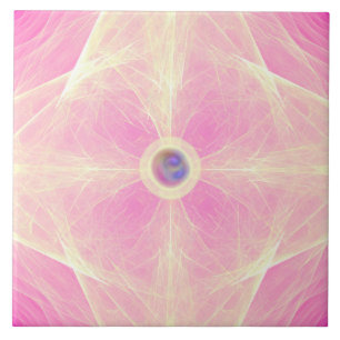 Pearl Pink in Vintage Lace Pattern Ceramic Tile