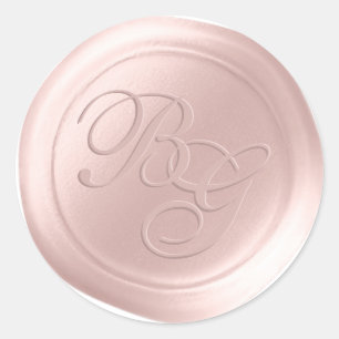 Pearl Pink Script Monogram Wax Seal Stickers