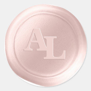 Pearl Pink Wax Seal Monogram Wedding Stickers