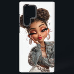 Pearl Pout Glam Girl  Samsung Galaxy Case<br><div class="desc">A bold,  playful editorial portrait featuring a twin‑bun beauty in pearl‑studded denim and glossy glam makeup. Perfect for fashion lovers,  creatives,  and anyone who adores stylish,  expressive artwork. Clean white background for a modern,  boutique aesthetic.</div>