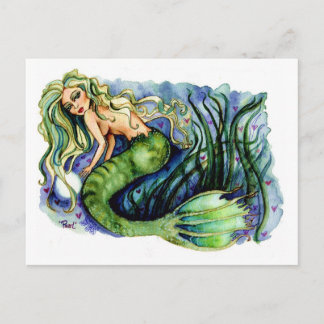 Pearl Pretty Green Mermaid Postcard