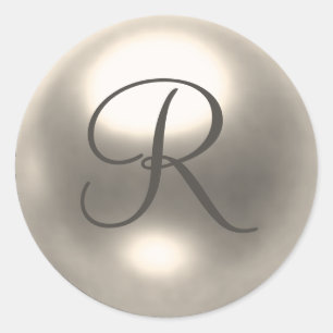 Pearl R monogram wedding seal