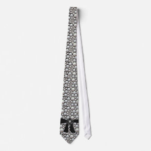 Pearl Ribbon & Rhinestone Neck Tie