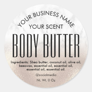 Pearl Rose Foil Marble Body Butter Labels
