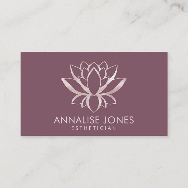 Pearl Rose Gold Lotus Flower Business Card (Front)