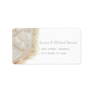 Pearl rose gold marble agate calligraphy label