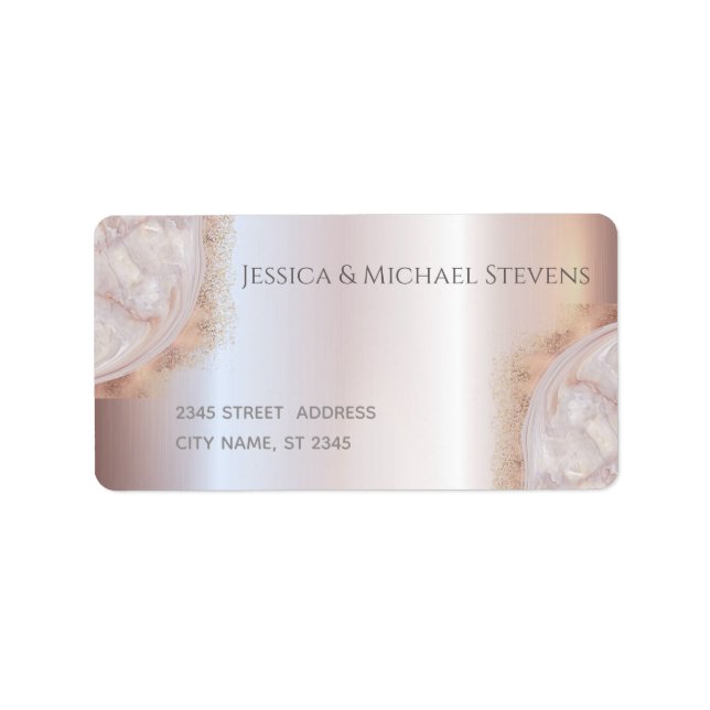 Pearl rose gold marble agate calligraphy metallic label (Front)