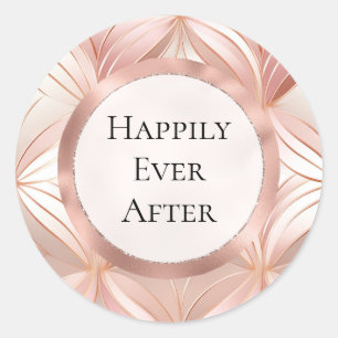 Pearl Rose Gold Wedding Classic Round Sticker