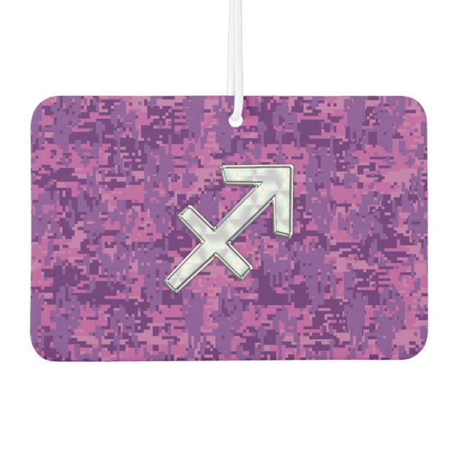 Pearl Sagittarius Zodiac Sign Fuchsia Digital Camo Car Air Freshener (Front)
