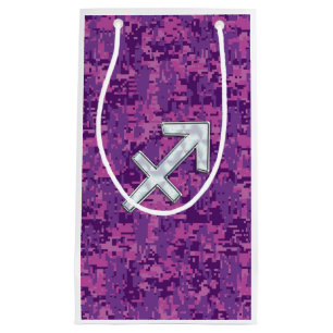 Pearl Sagittarius Zodiac Sign Fuchsia Digital Camo Small Gift Bag