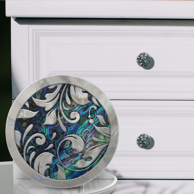 Pearl Scrollwork on Abalone Shell Ceramic Knob (Creator Uploaded)