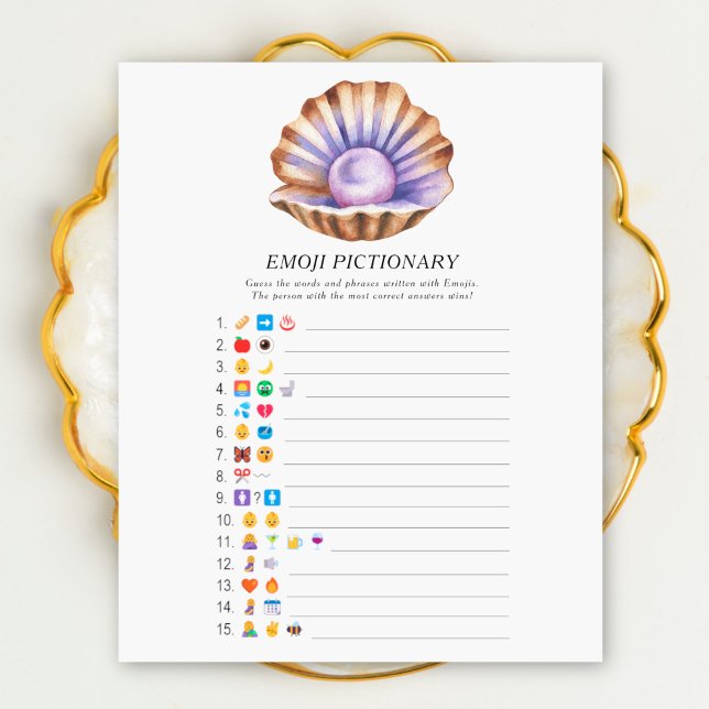 pearl shell baby shower Emoji pictionary game (Creator Uploaded)