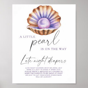 Pearl shell baby shower Late night diapers game Poster
