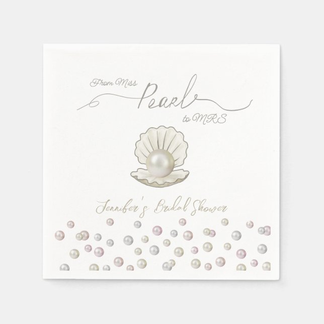 Pearl & Shell Pearlcore Miss to MRS Bridal Shower Napkin (Front)